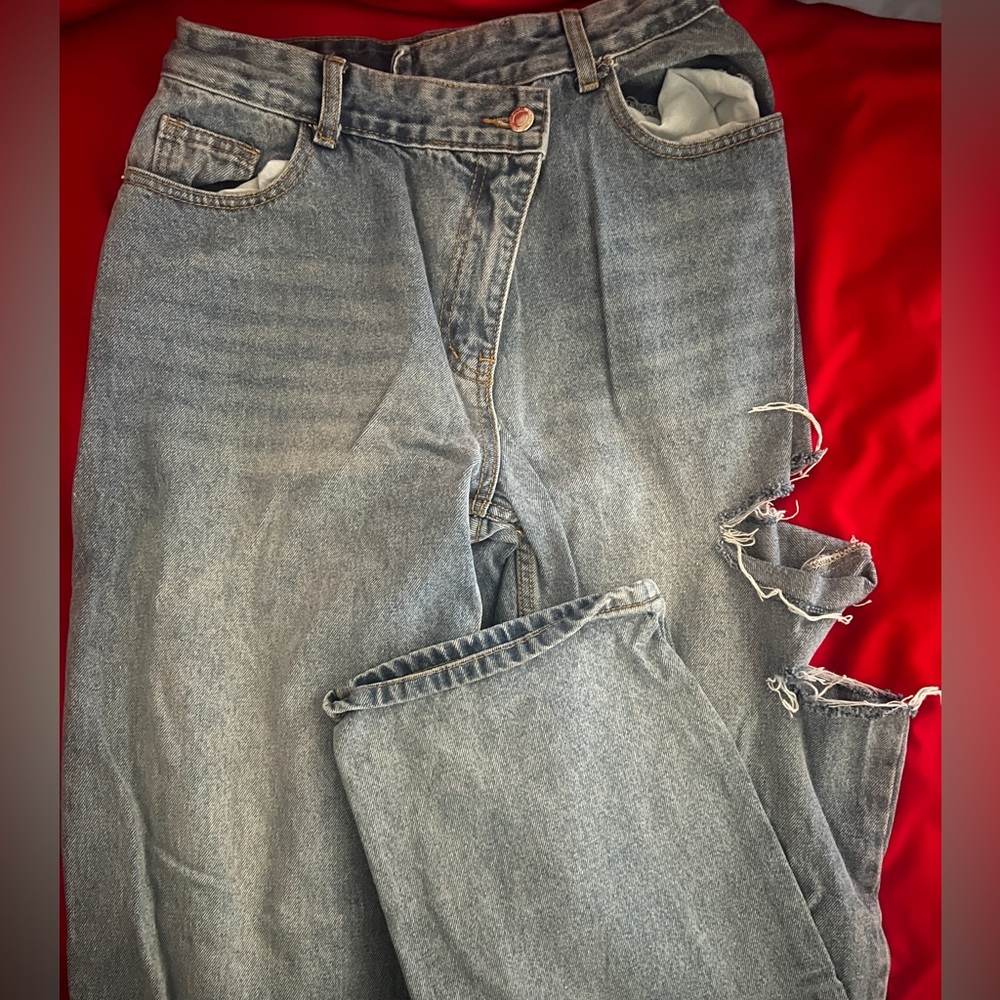 Supper baggy criss cross button up jeans